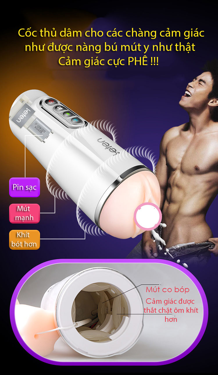 Cốc thủ dâm Leten Intelligent silicon mềm mại massage dương vật