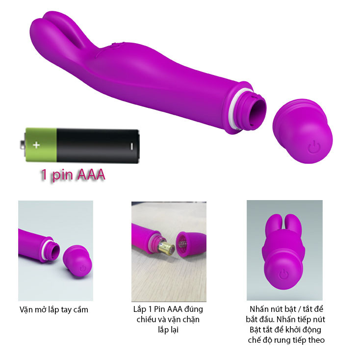 Mát xa 2 ngón Prettylove Elvira silicon an toàn rung mạnh