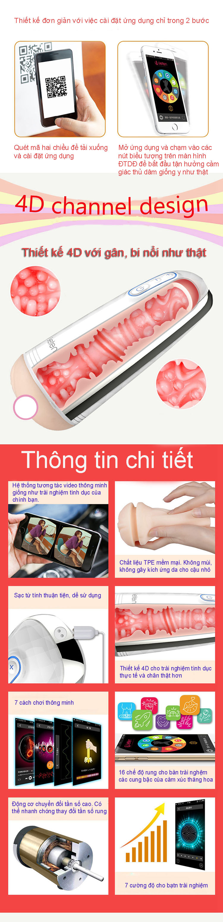 Cốc thủ dâm Leten Z9 điều khiển qua mobile tiện lợi