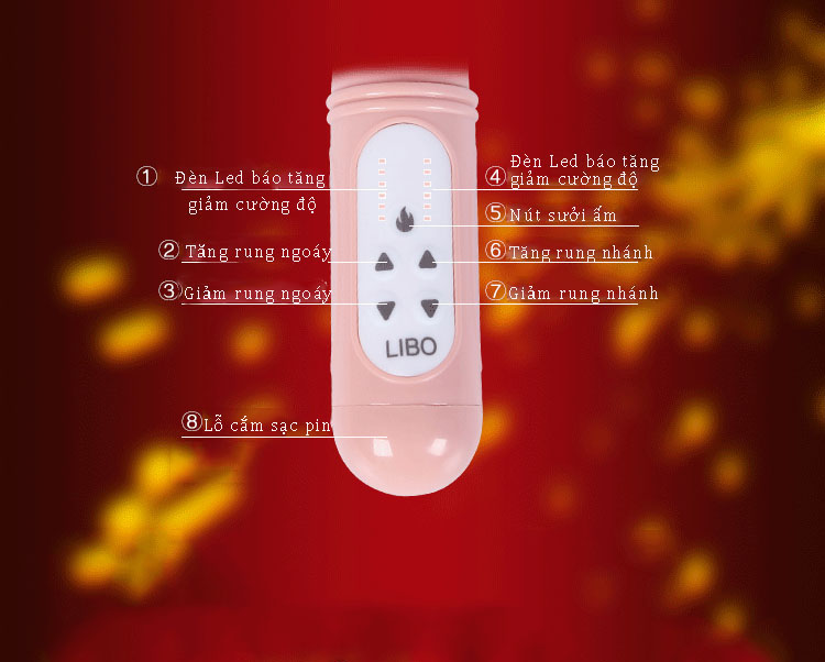 Dương vật rung xoay thụt sưởi ấm đa năng LIBO