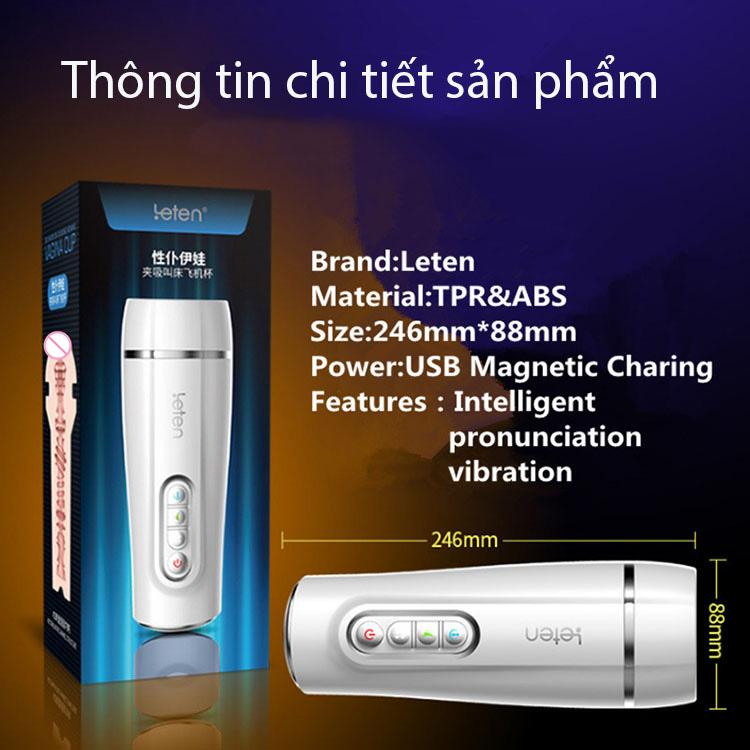 Cốc thủ dâm Leten Intelligent silicon mềm mại massage dương vật