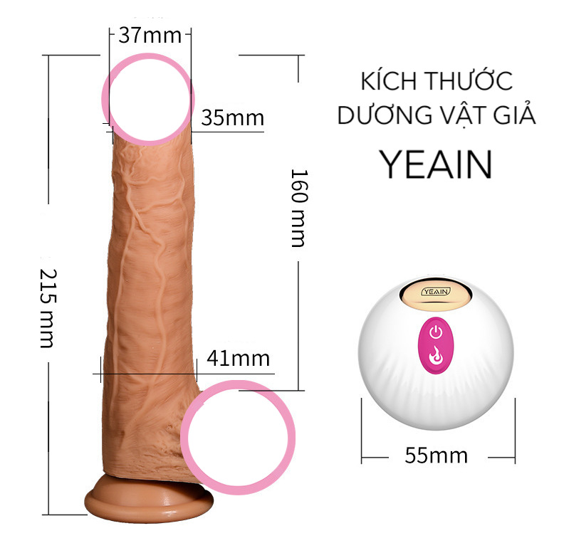 Dương vật rung thụt YEAIN G Point tỏa nhiệt, điều khiển từ xa